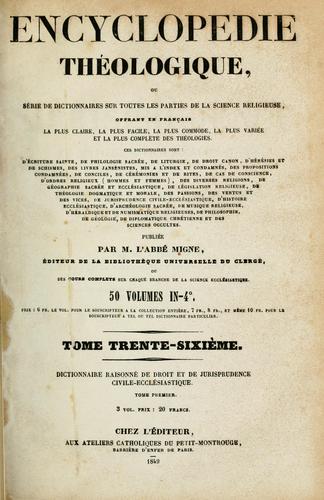 Dictionnaire raisonné de droit et de jurisprudence en matière civile ecclésiastique