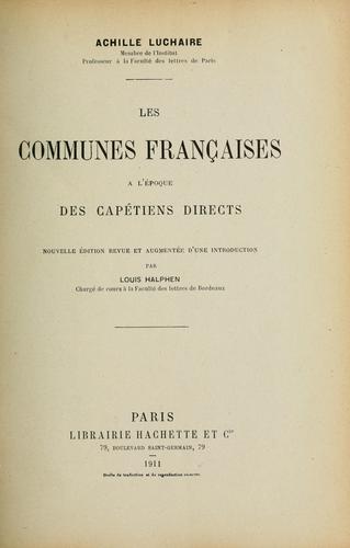Les communes françaises à l'époque des Capétiens directs
