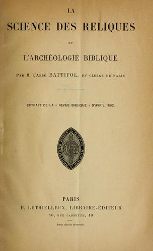 La science des reliques et l'archéologie biblique