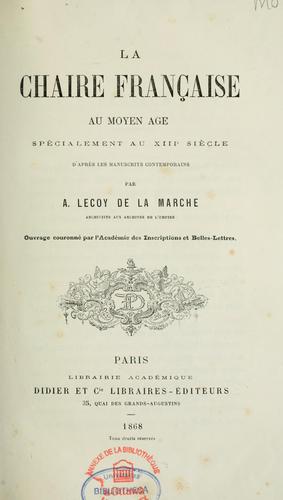 La chaire francaise au Moyen âge specialement au XIIe siecle
