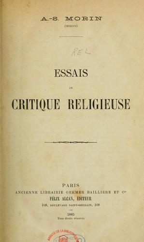 Essais de critique religieuse