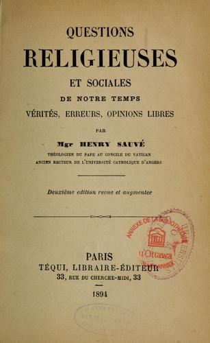 Questions religieuses et sociales de notre temps