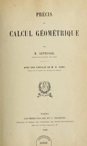Précis de calcul géométrique