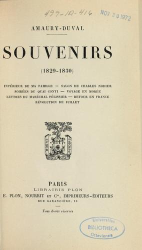 Souvenirs (1829-1830)