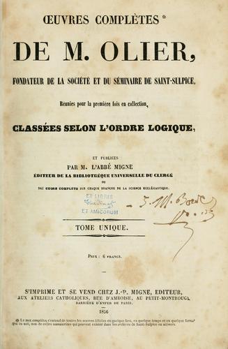 Œuvres complètes de M. Olier