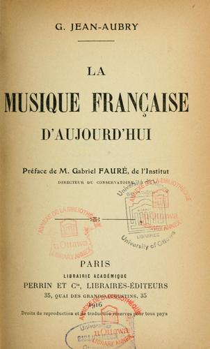 La musique française d'aujourd'hui