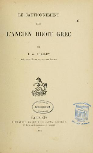 Le cautionnement dans l'ancien droit grec