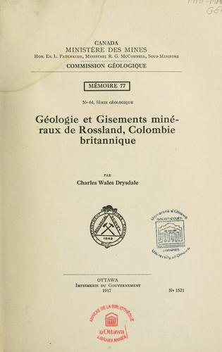 Géologie et gisements minéraux de Rossland, Colombie Britannique
