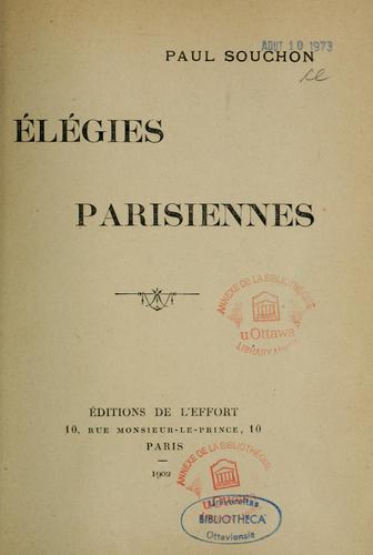 Elégies parisiennes