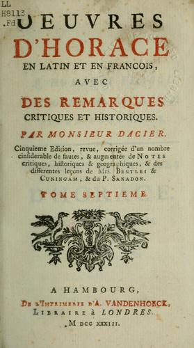 Oeuvres d'Horace en latin et en françois