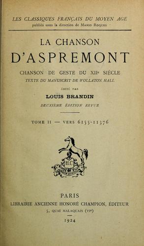 La chanson d'Aspremont