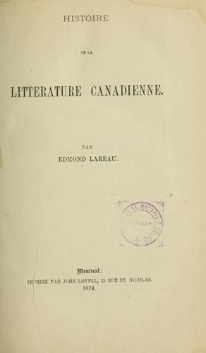 Histoire de la littérature canadienne