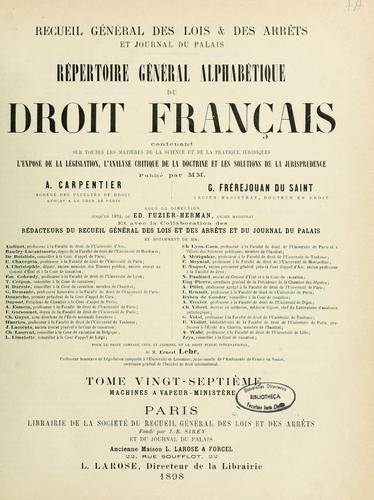 Répertoire général alphabétique du droit français ...