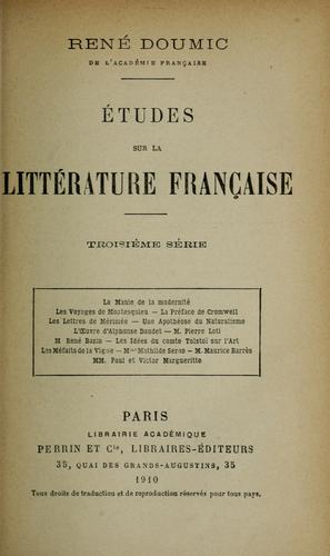 Études sur la littérature française