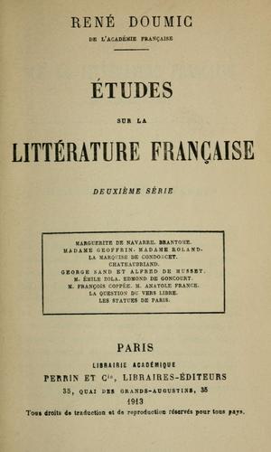Études sur la littérature française