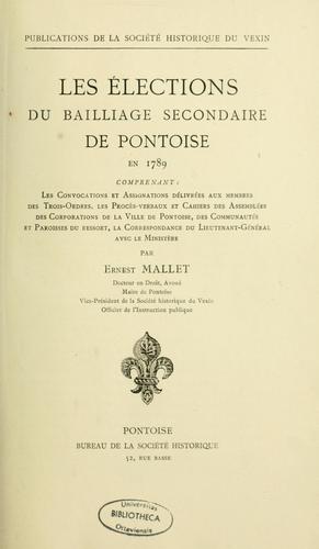 Les élections du bailliage secondaire de Pontoise en 1789 --