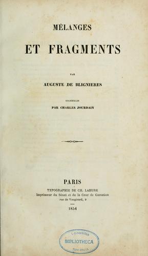 Mélanges et fragments