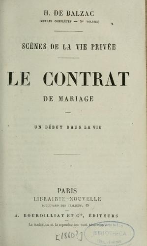 Le contrat de mariage ; Un début dans la vie