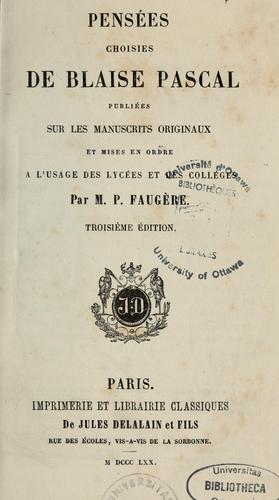 Pensées choisies de Blaise Pascal