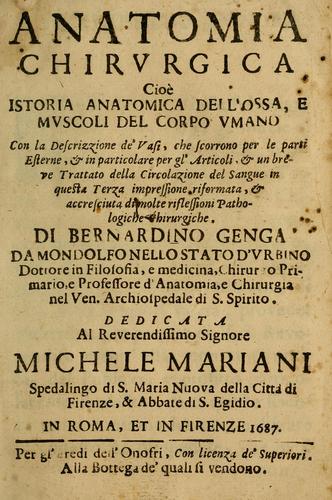 Anatomia chirurgica cioè istoria anatomica dell'ossa, e muscoli del corpo umano