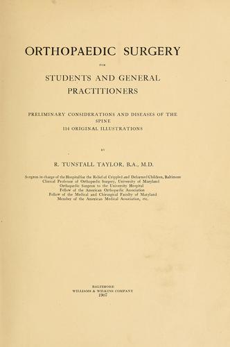 Orthopaedic surgery for students and general practitioners