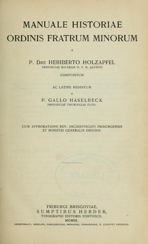 Manuale historiae ordinis fratrum minorum