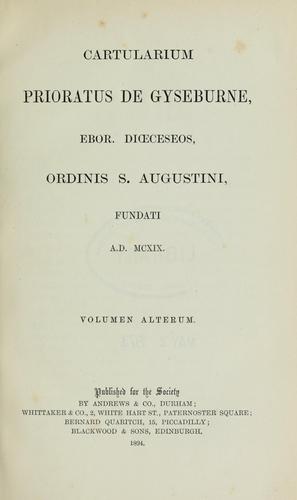 Cartularium prioratus de Gyseburne