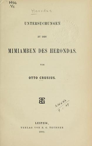 Untersuchungen zu den Miniamben des Herondas