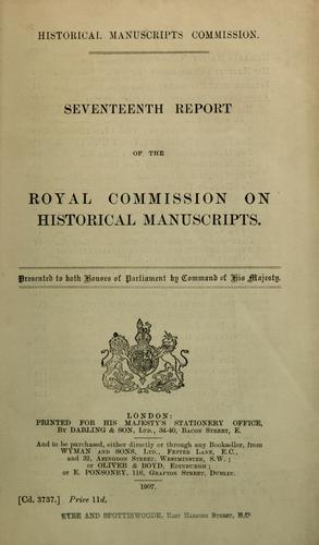 Seventeenth report  of the Royal commission on Historical  Manuscripts