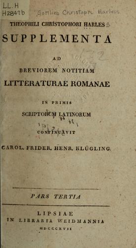 Brevior notitia litteraturae romanae in primis scriptorum latinorum