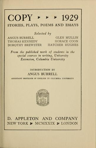 Copy, 1929 ; stories, plays, poems, and essays