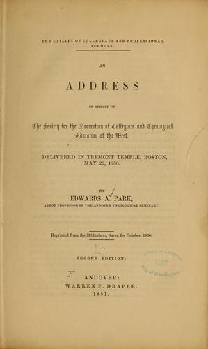 An address in behalf of the society for the promotion of collegiate and theological education at the West...