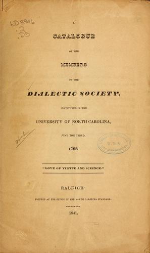 A catalogue of the members of the Dialectic Society