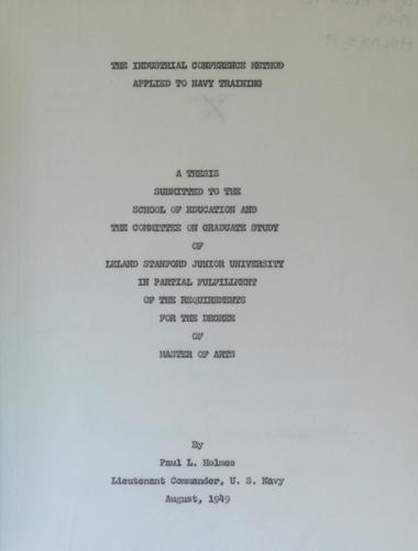 The industrial conference method applied to naval training