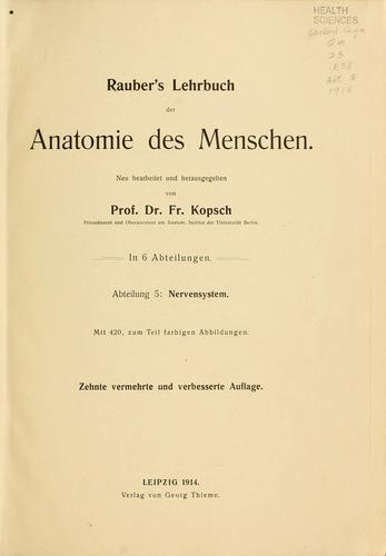 Rauber's Lehrbuch der Anatomie des Menschen