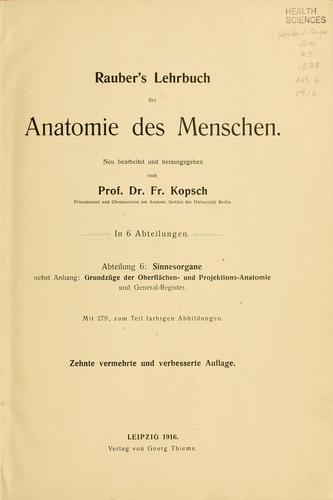 Rauber's Lehrbuch der Anatomie des Menschen