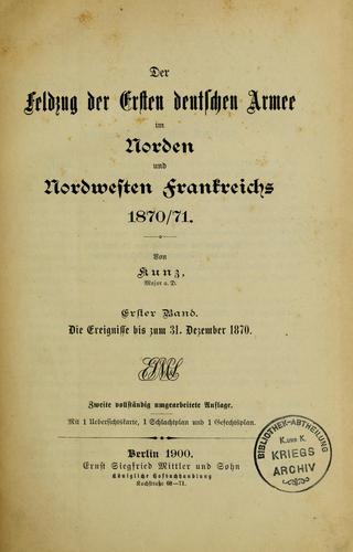 Der Feldzug der ersten deutschen Armee