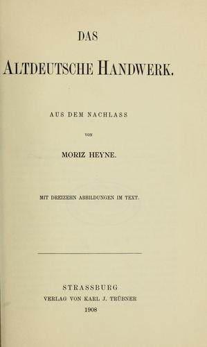 Das altdeutche handwerk
