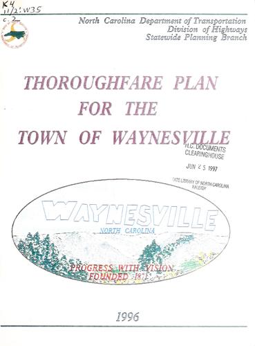 Thoroughfare plan for the town of Waynesville, North Carolina