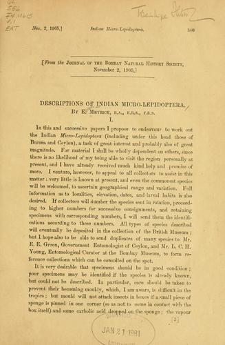 Descriptions of Indian Micro-lepidoptera