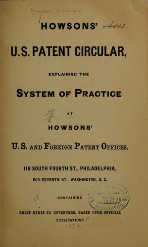 Howsons' U.S. patent circular, explaining the system of practice at Howsons' U. S. and Foreign patent offices
