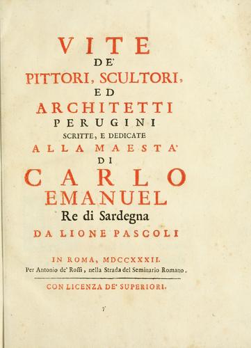 Vite de' pittori, scultori, ed architetti perugini