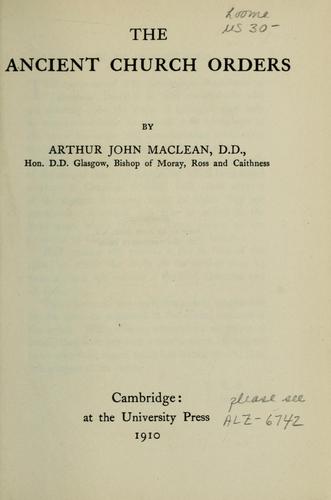 The ancient church orders
