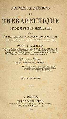 Nouveaux élémens de thérapeutique et de matière médicale