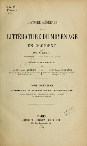 Histoire générale de la littérature du moyen age en occident