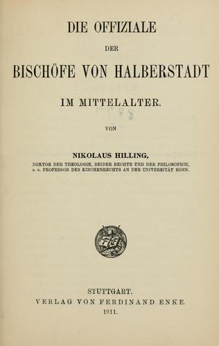 Die Offiziale der Bischöfe von Halberstadt im Mittelalter