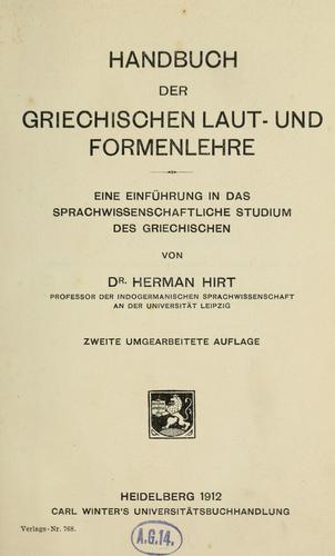 Handbuch der griechischen laut- und formenlehre