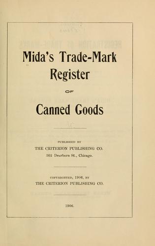 Mida's trade-mark register of canned goods