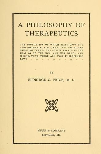 A philosophy of therapeutics