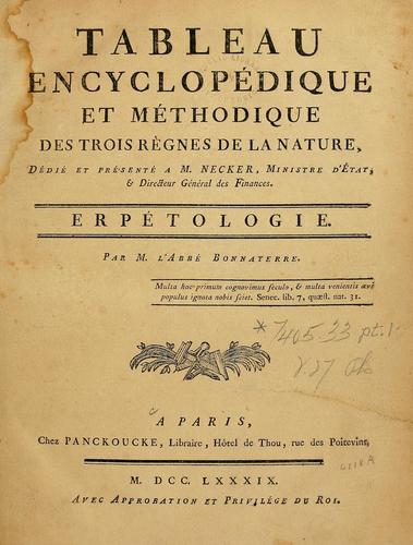 Tableau encyclopédique et méthodique des trois règnes de la nature